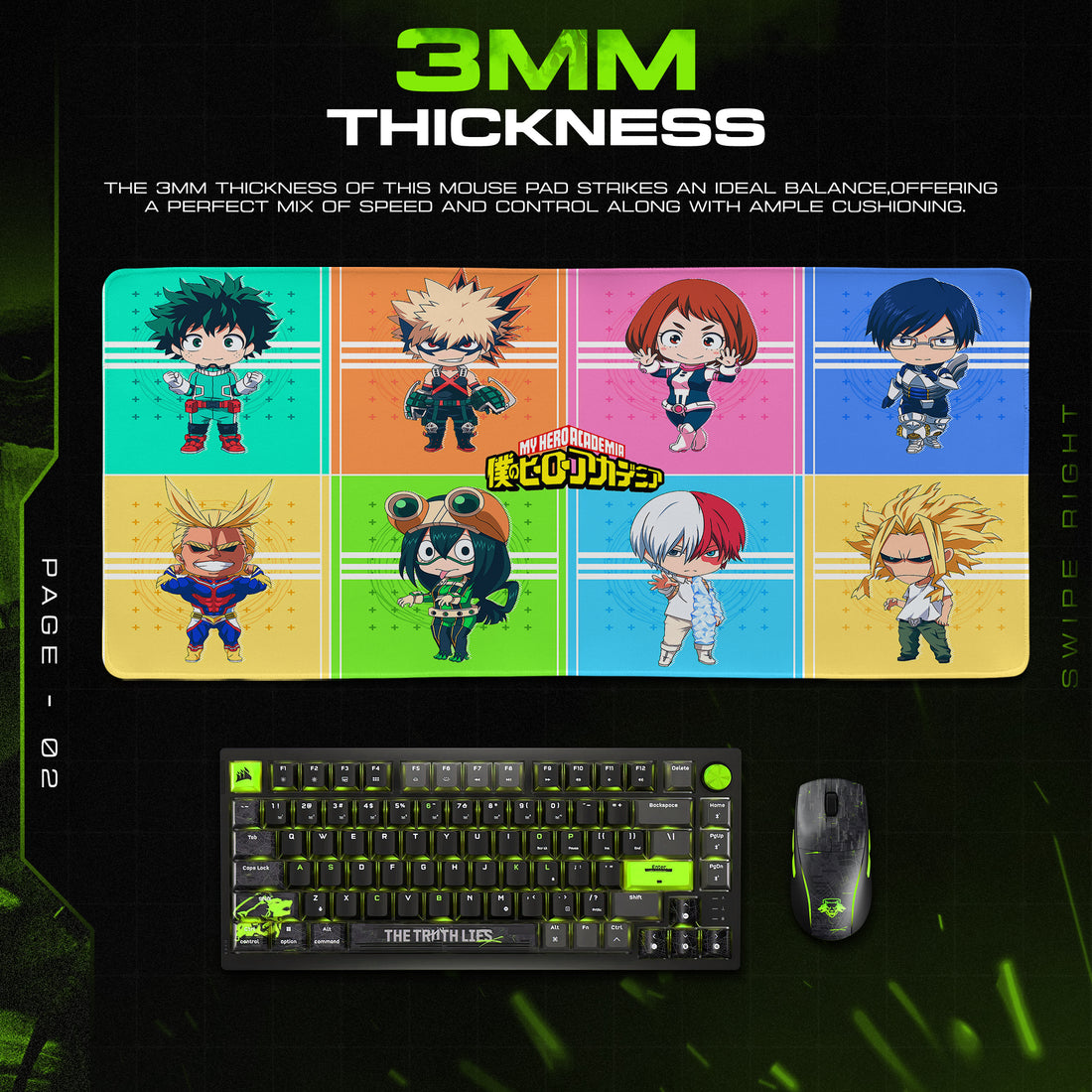 My Hero Academia Chibi Grid Mouse Pad – Anime Desk Mat