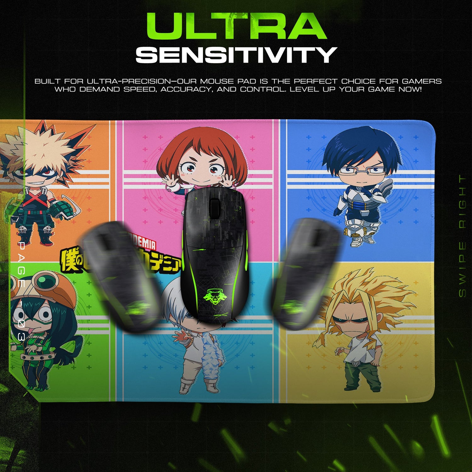 My Hero Academia Chibi Grid Mouse Pad – Anime Desk Mat Padloom