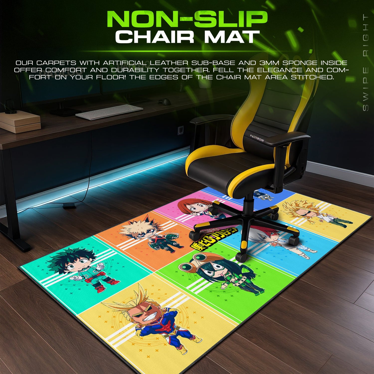 My Hero Academia Chibi Grid Mouse Pad – Anime Desk Mat Padloom