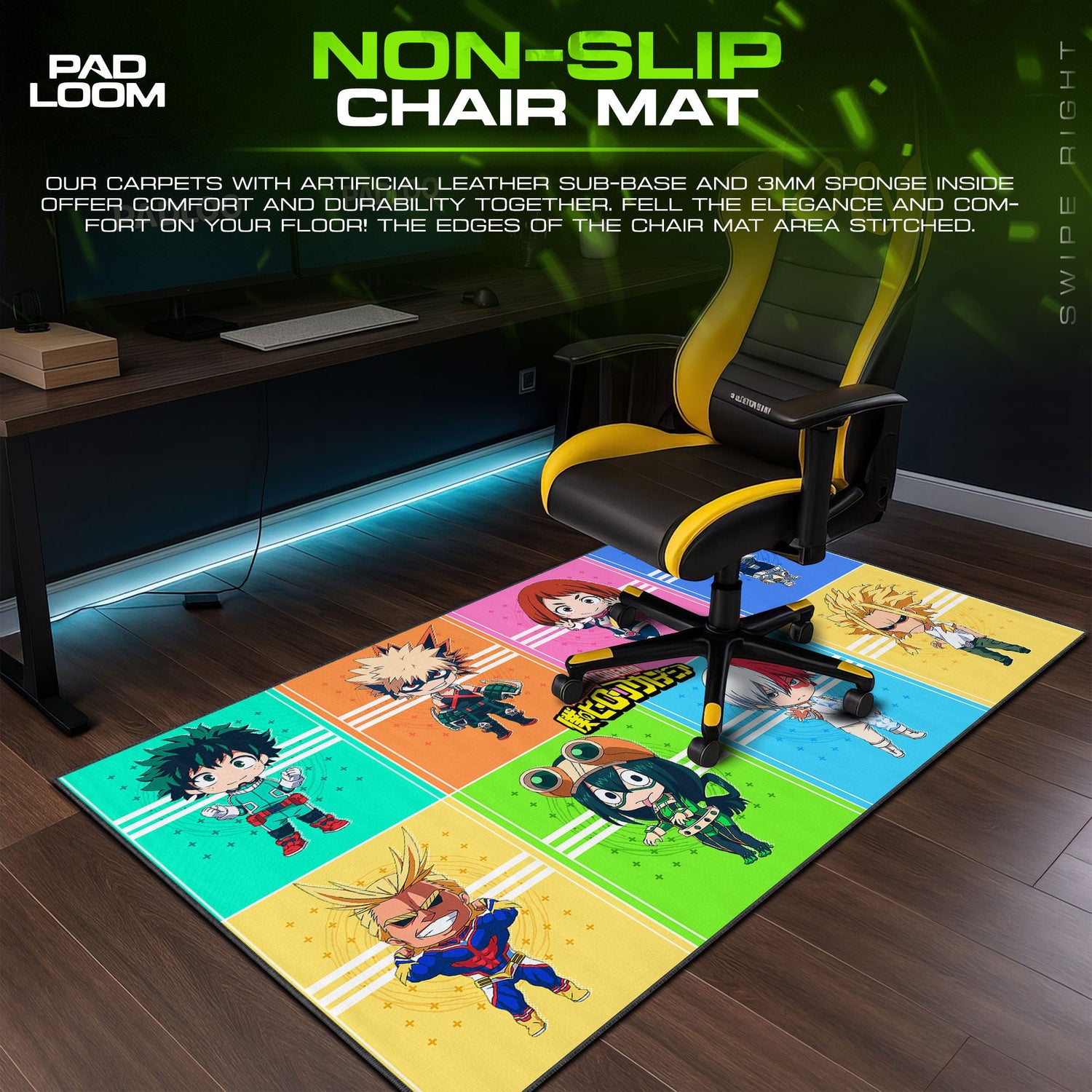 My Hero Academia Chibi Heroes Mouse Pad, Anime Gaming Desk Mat Padloom