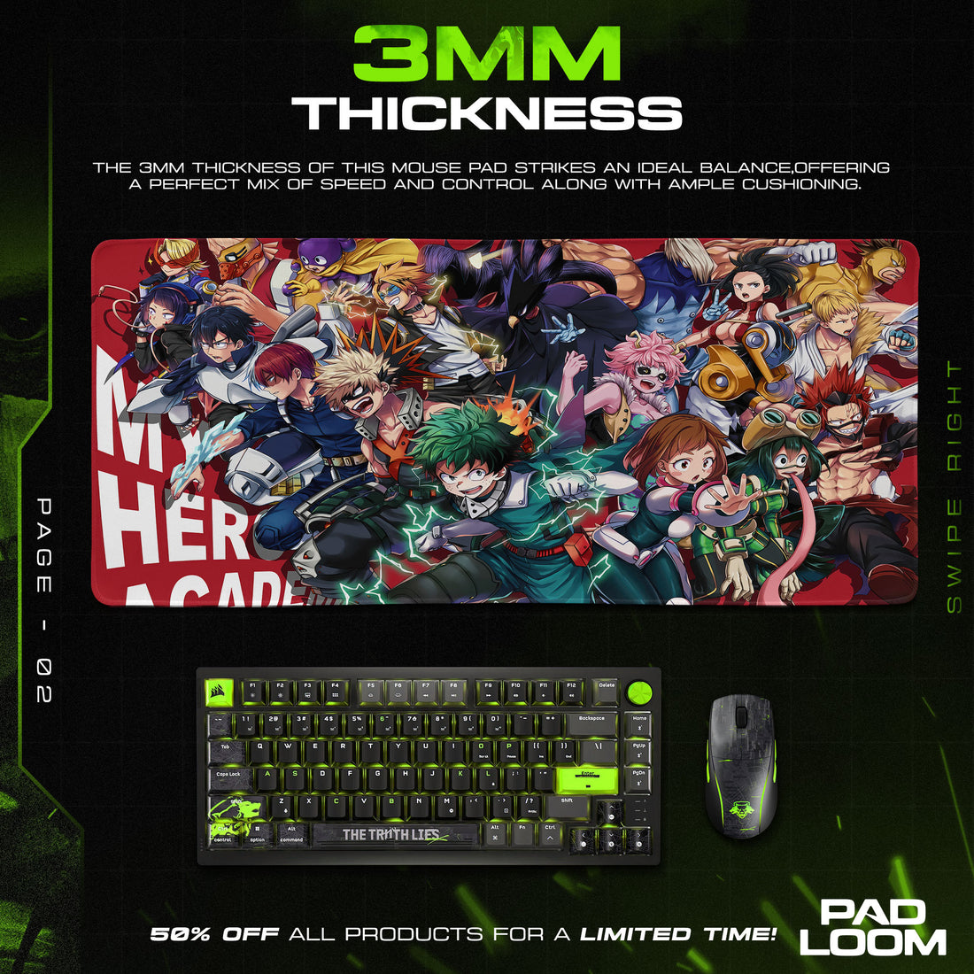 My Hero Academia Class 1A Mouse Pad, Anime Gaming Desk Mat