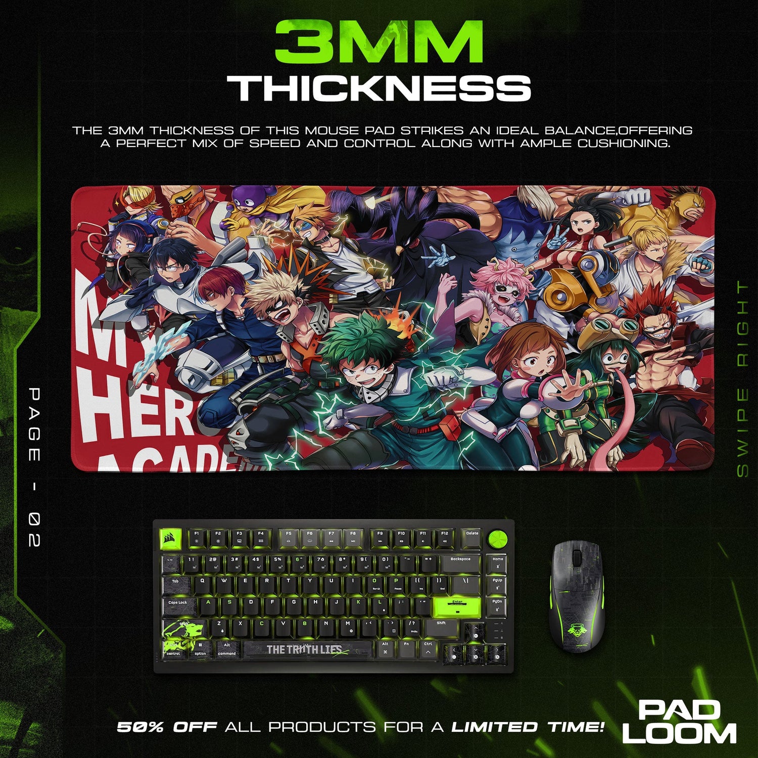 My Hero Academia Class 1A Mouse Pad, Anime Gaming Desk Mat Padloom