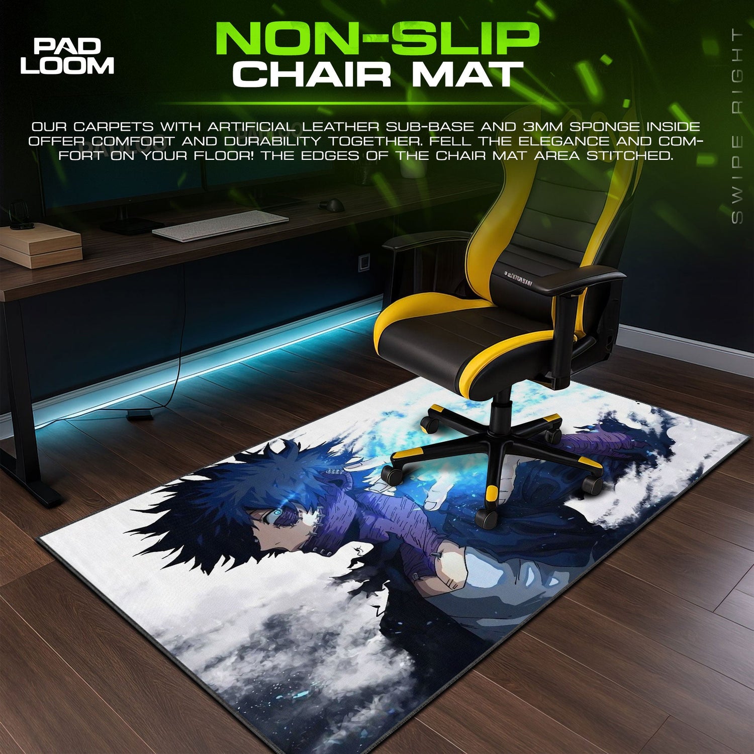 My Hero Academia Dabi Blue Flame Mouse Pad, Anime Gaming Desk Mat Padloom