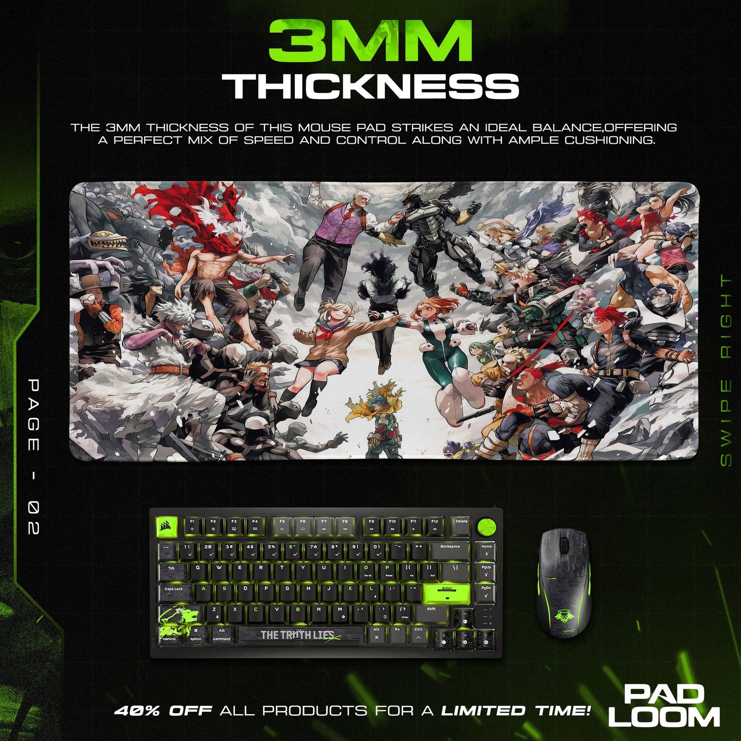 My Hero Academia Heroes Mouse Pad, Anime Gaming Desk Mat Padloom