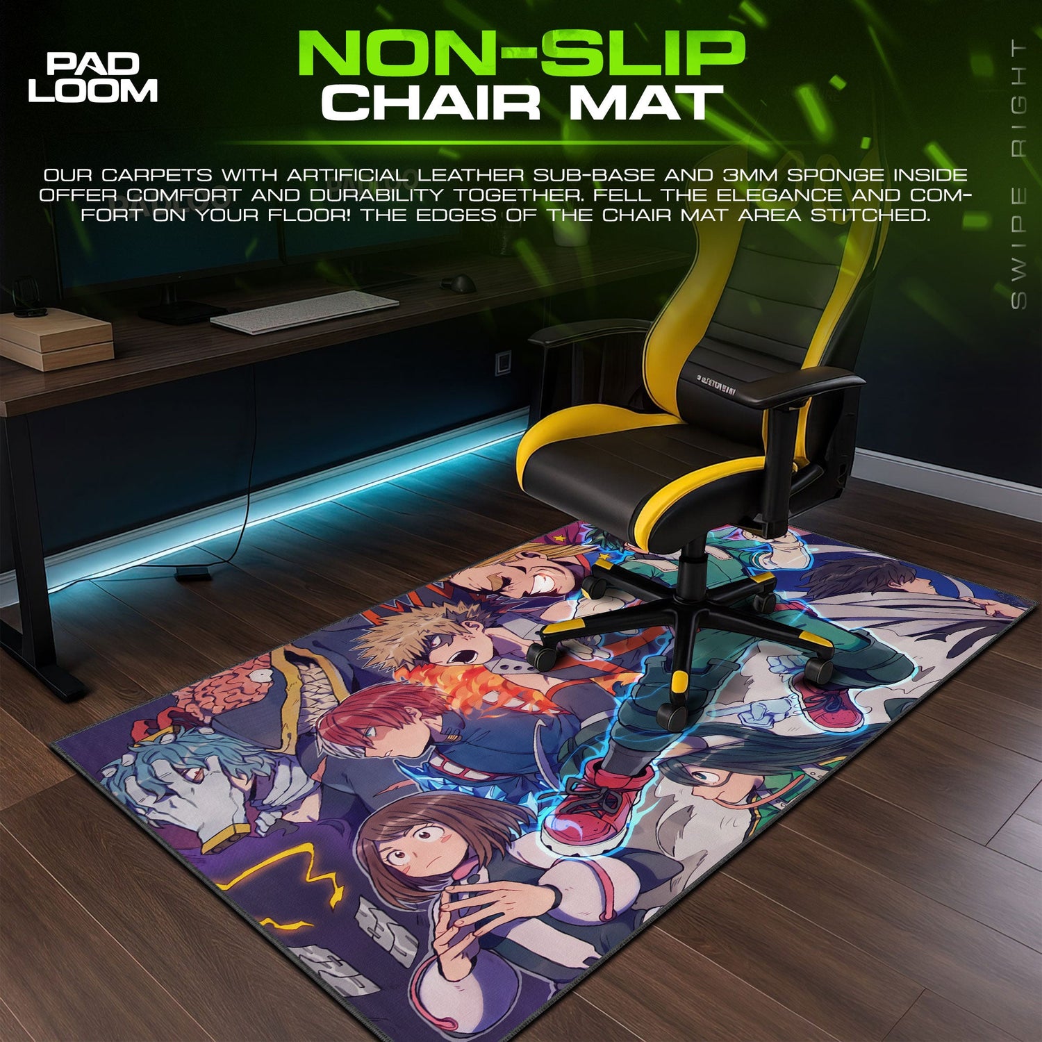 My Hero Academia Heroes & Villains Mouse Pad, Anime Gaming Desk Mat Padloom