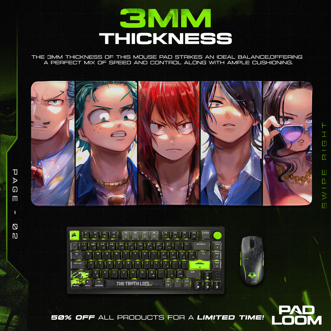 My Hero Academia Squad Portrait Mouse Pad, Anime Gaming Desk Mat