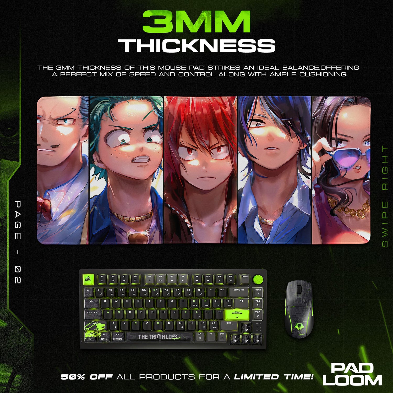 My Hero Academia Squad Portrait Mouse Pad, Anime Gaming Desk Mat Padloom
