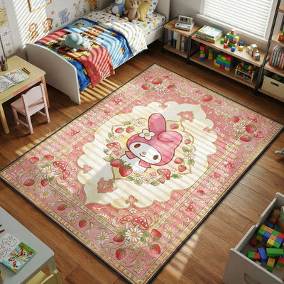 My Melody Strawberry Floral Rug - Kids Room Floor Mat