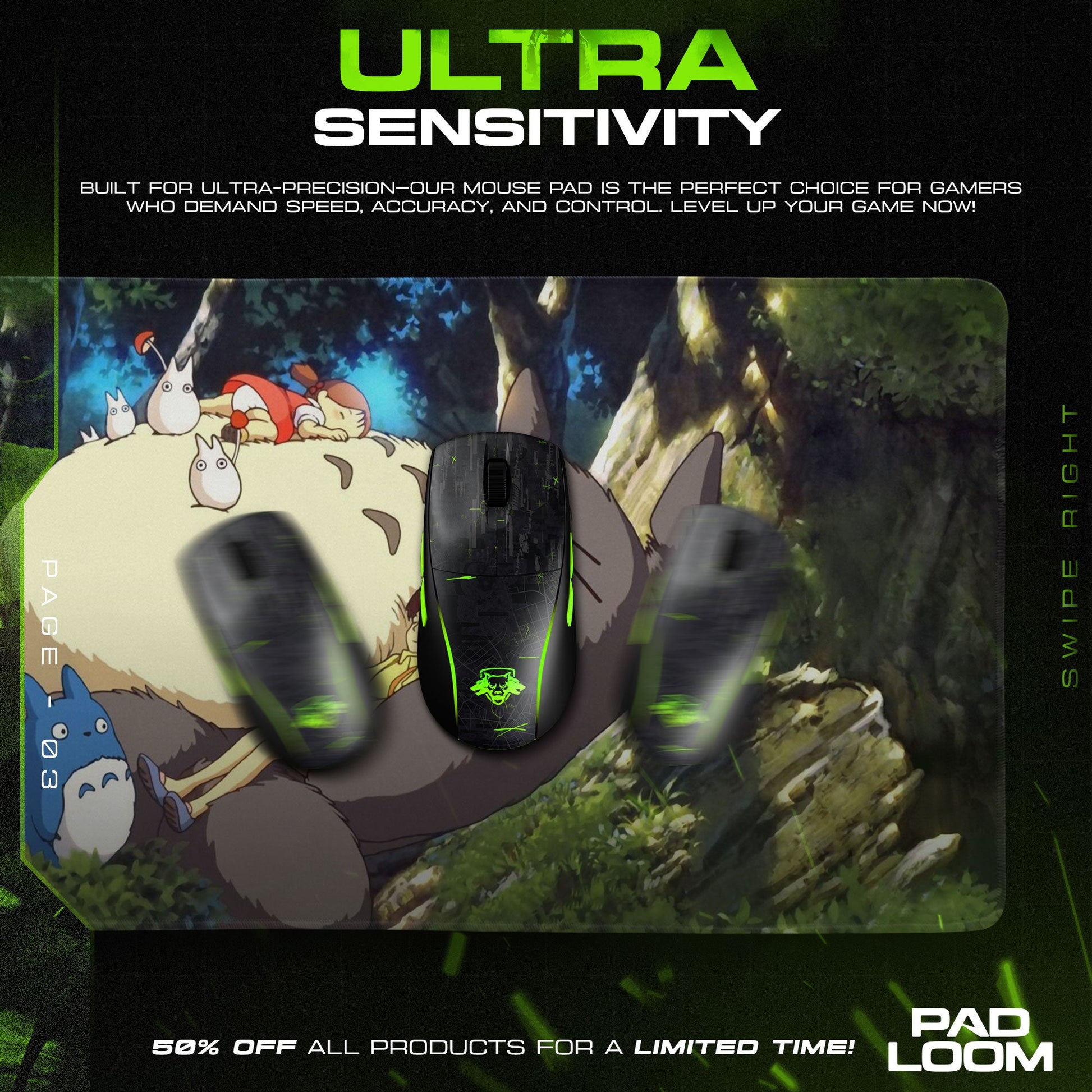 Totoro Forest Dance Mouse Pad - Studio Ghibli Anime Desk Mat Padloom