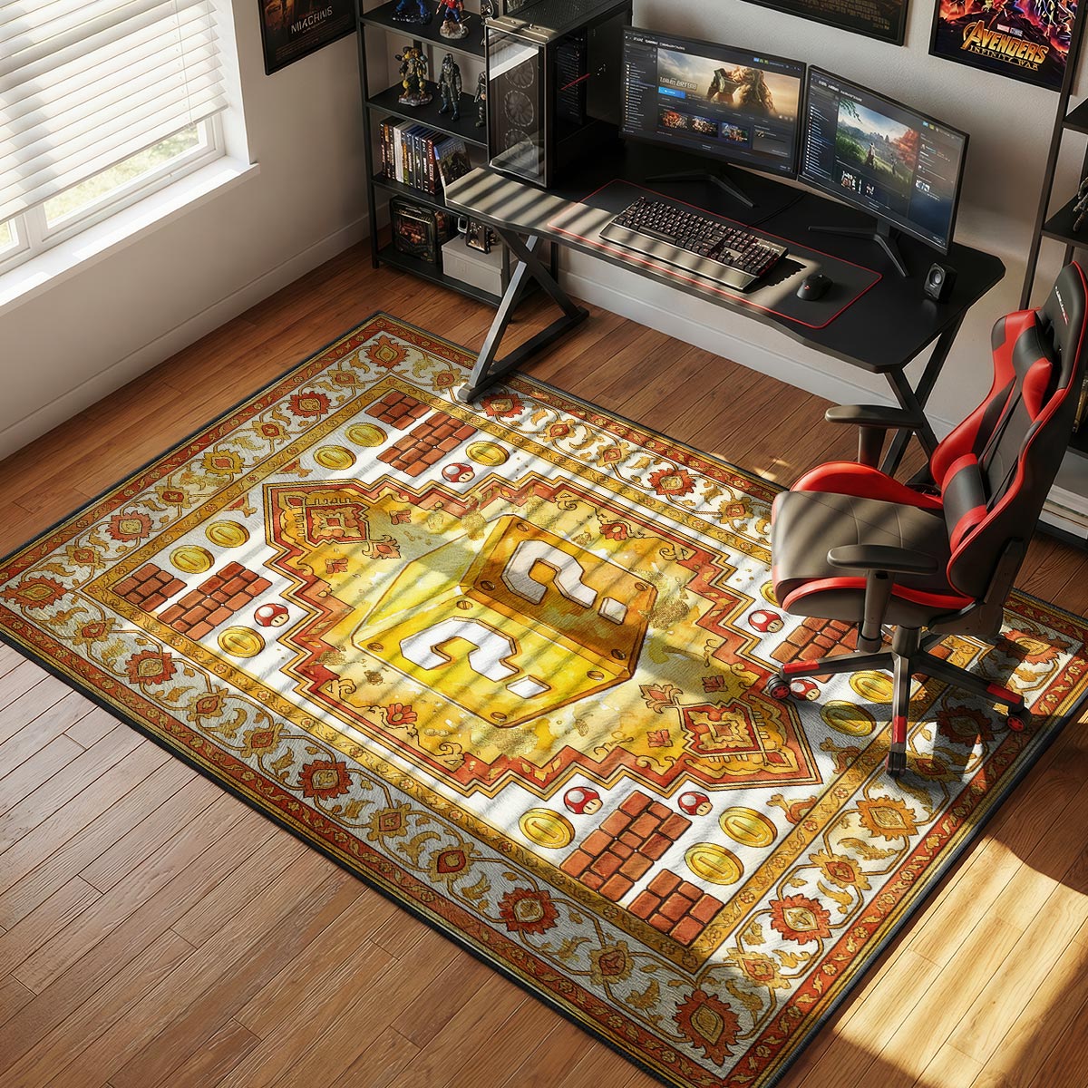 Mystery Block Golden Loot Super Mario Chair rug — main product view