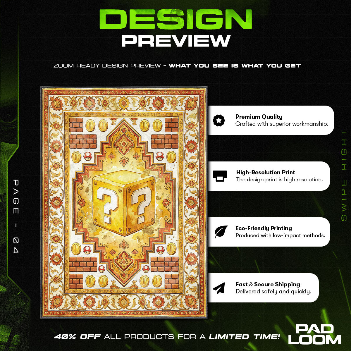 Chair character design printed on rug