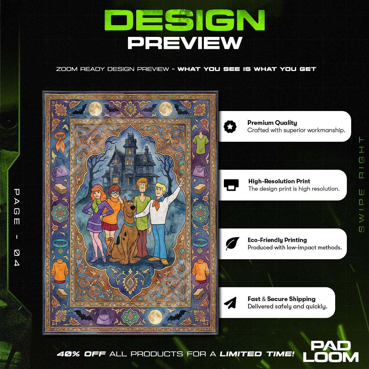 Mystery Inc Gang Scooby Doo Cartoon Area rug — main product view