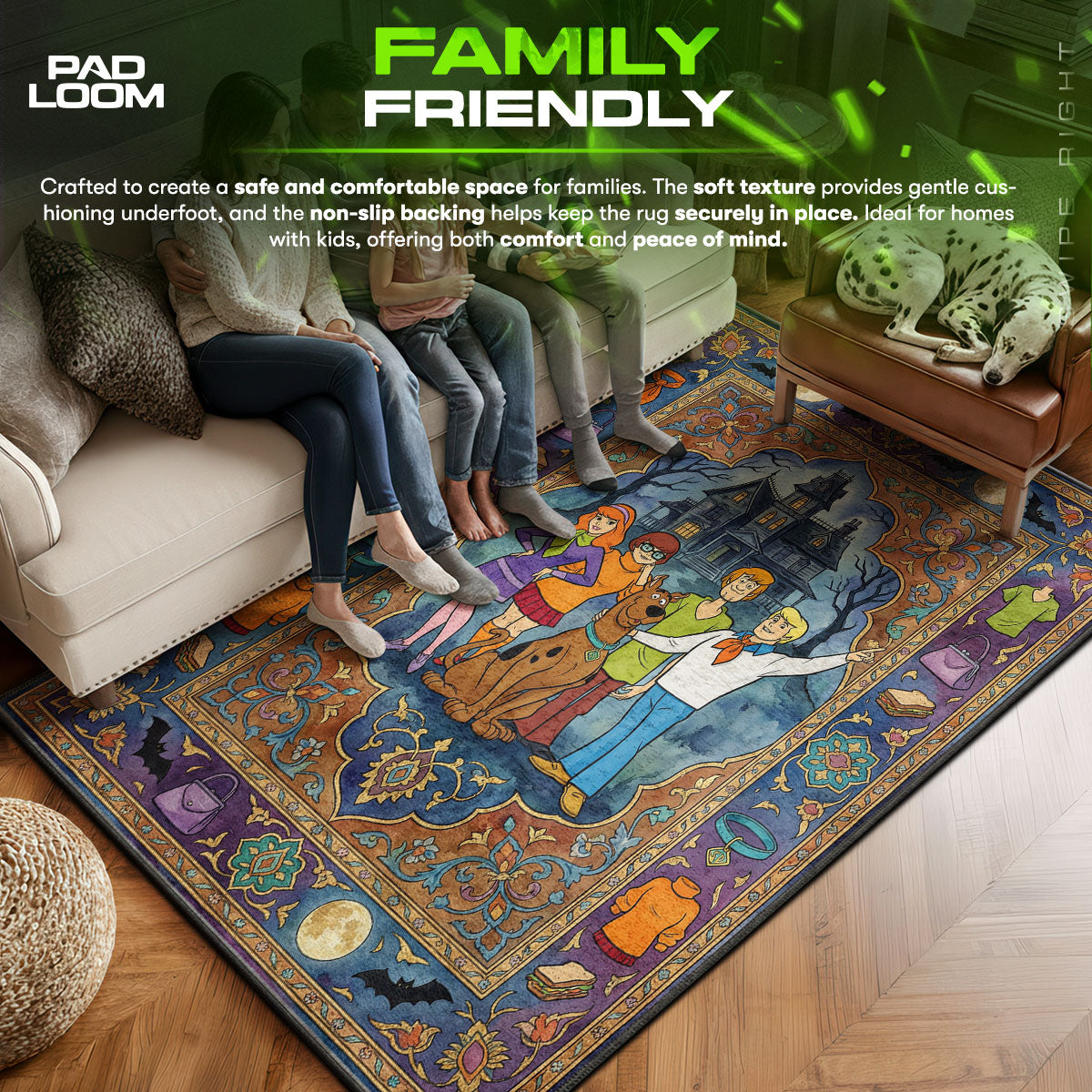 Area character design printed on rug