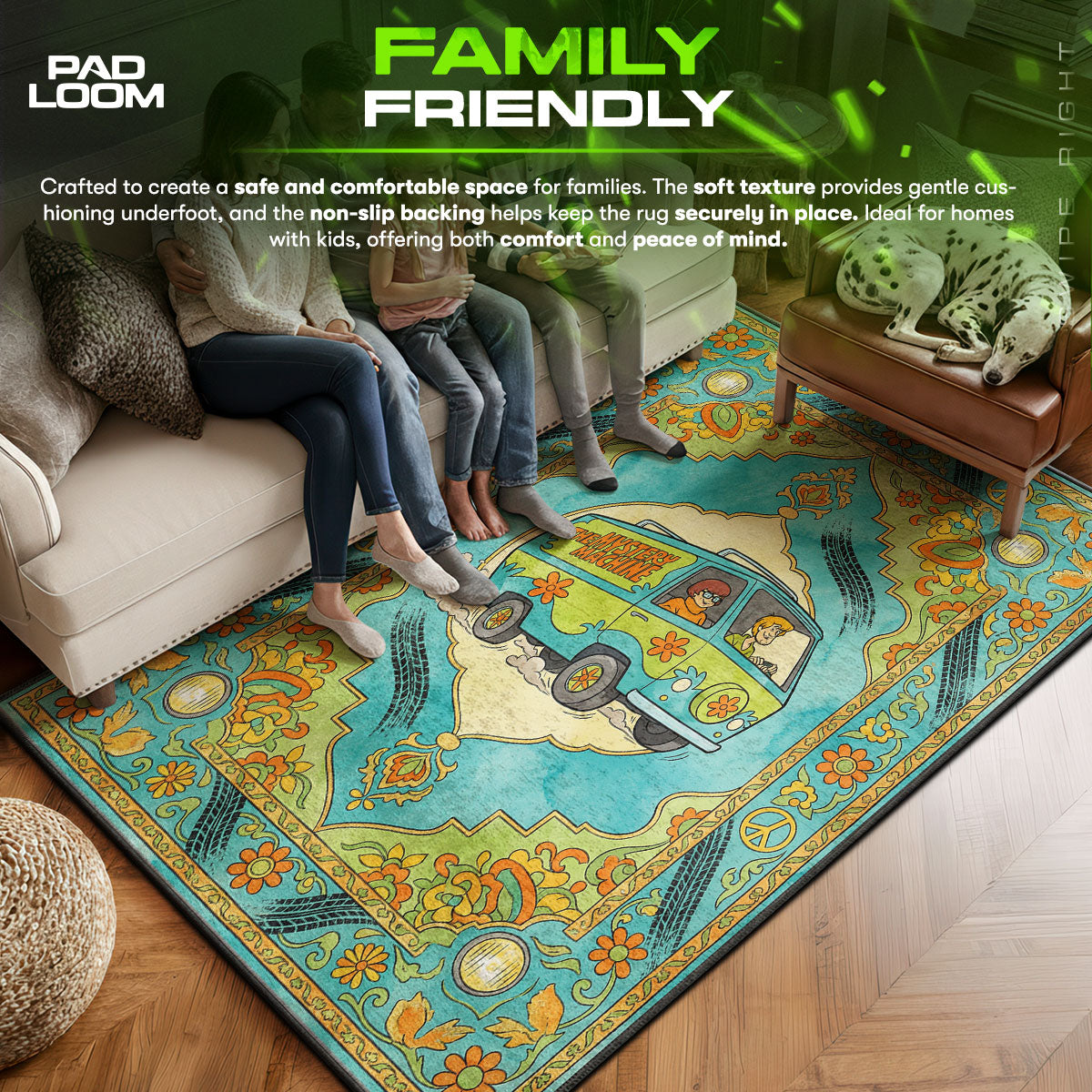 Area character design printed on rug