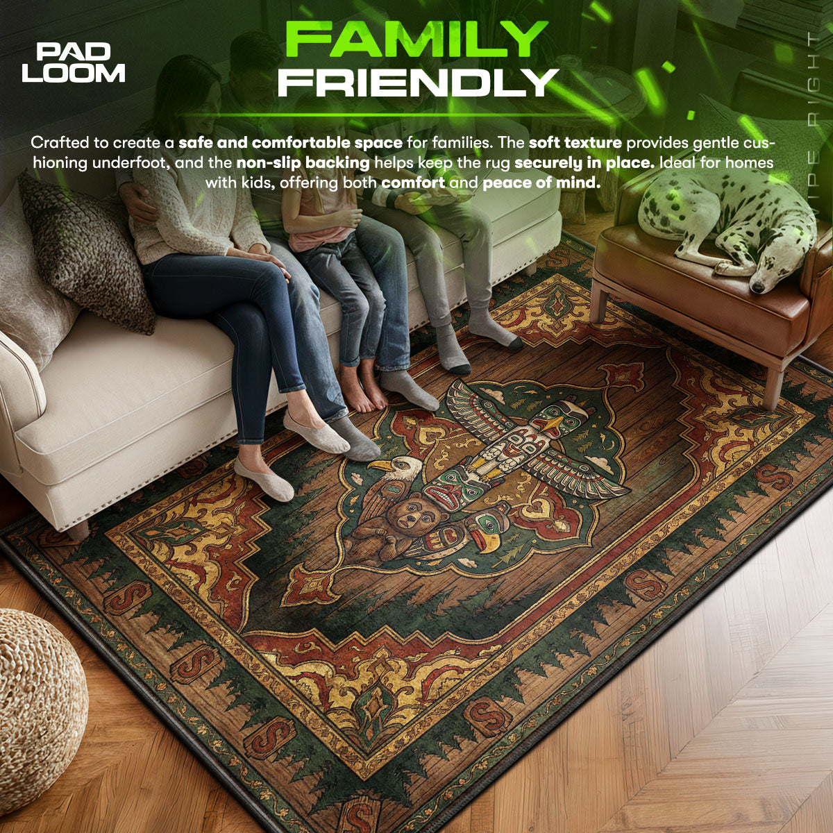 Area character design printed on rug
