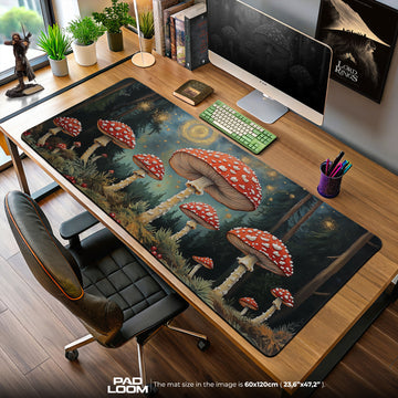 Mystic Forest Mouse Pad, Red Mushroom Gaming Desk Mat