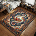 Standard Poke Ball with magical red and white wind swirls and gold stars area rug and floor mat