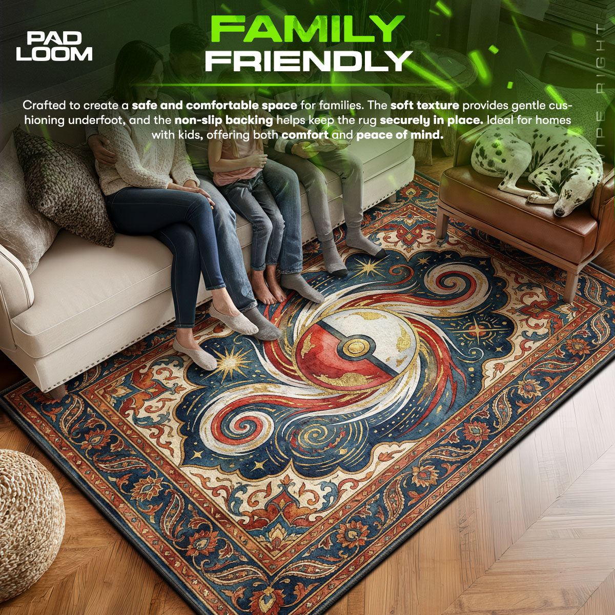 Mystic area rug showing full home decor artwork