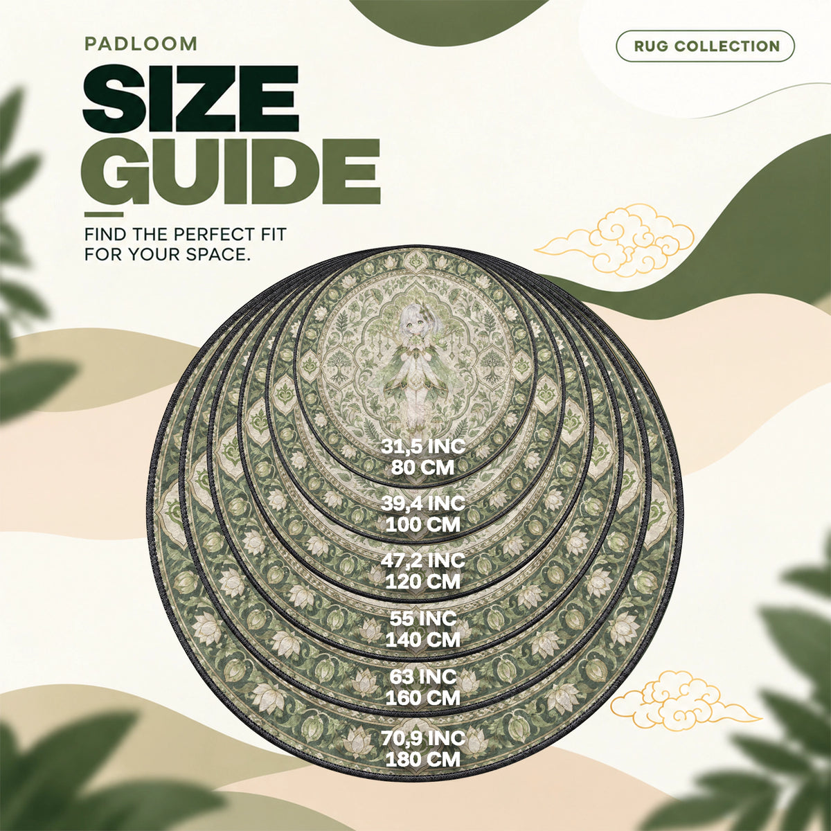 Nahida Leaf Round Rug - Genshin Impact Chair Mat