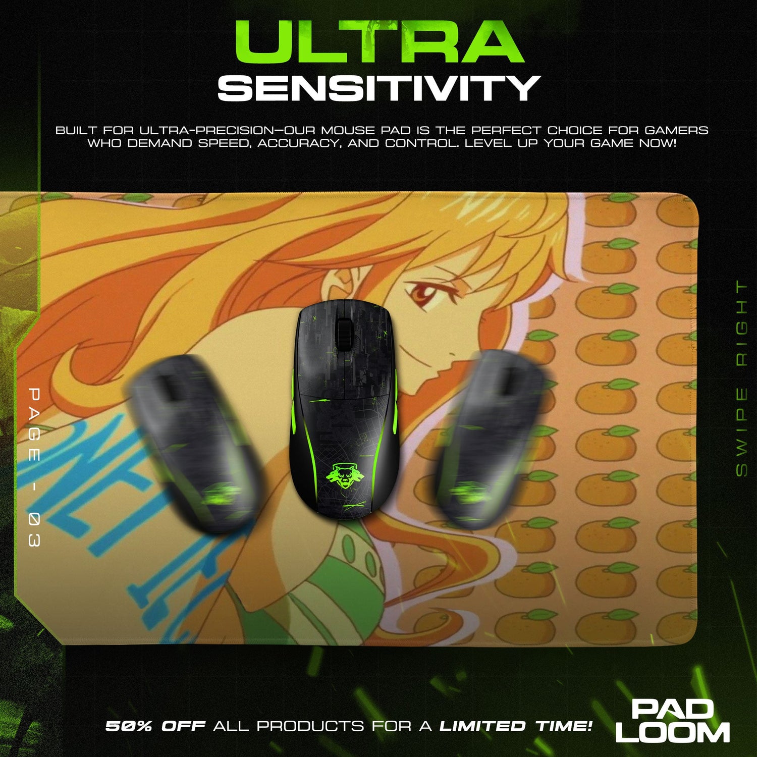 Nami Mouse Pad - Tangerine Dreams Anime Desk Mat Padloom