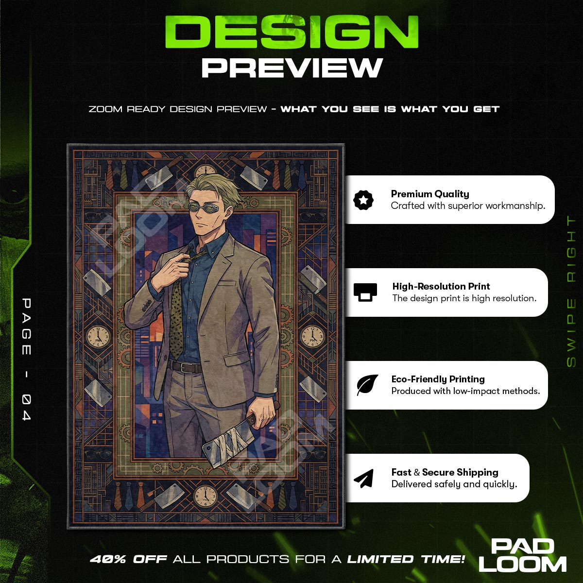 Chair character design printed on rug