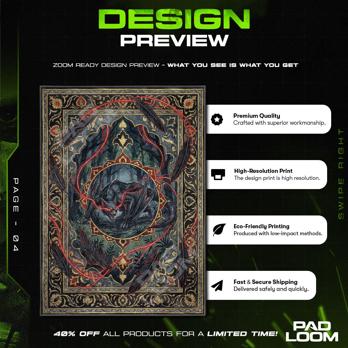 Nargacuga Shadow Prowler Rug - Monster Hunter Chair Mat