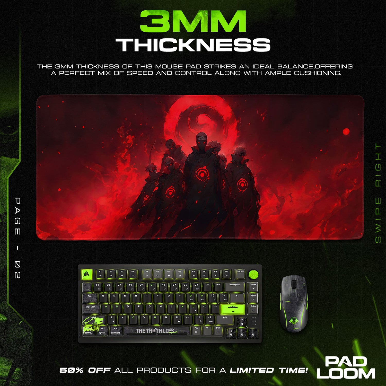 Naruto Akatsuki Eclipse Mouse Pad, Anime Desk Mat Padloom