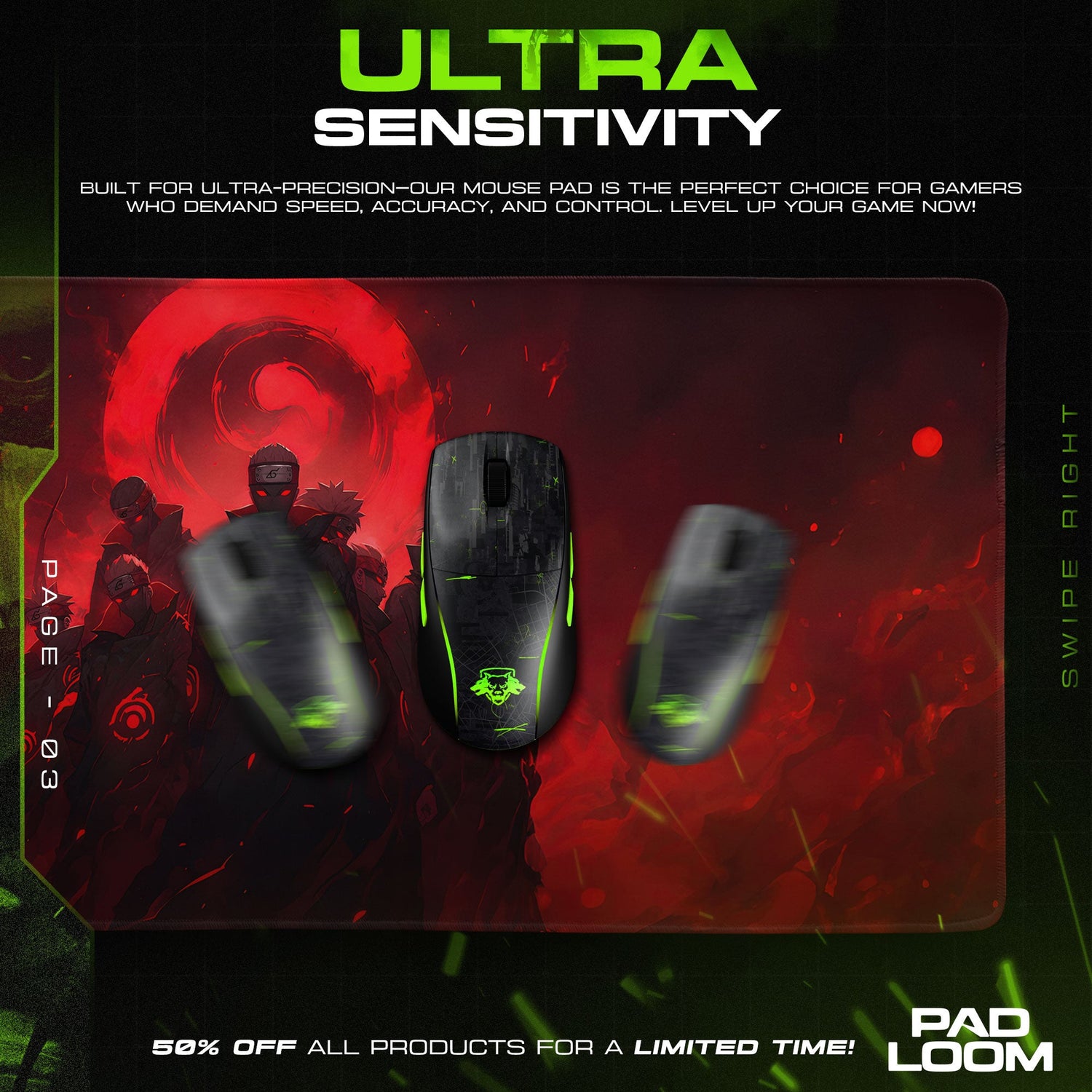 Naruto Akatsuki Eclipse Mouse Pad, Anime Desk Mat Padloom