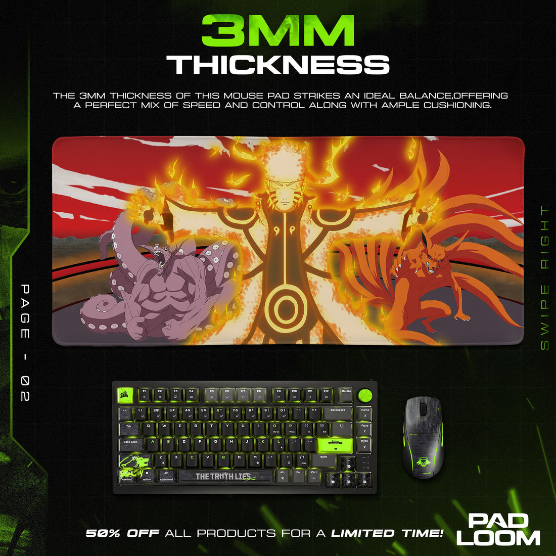 Naruto Bijuu Mode Mouse Pad - Chakra Fusion Anime Desk Mat