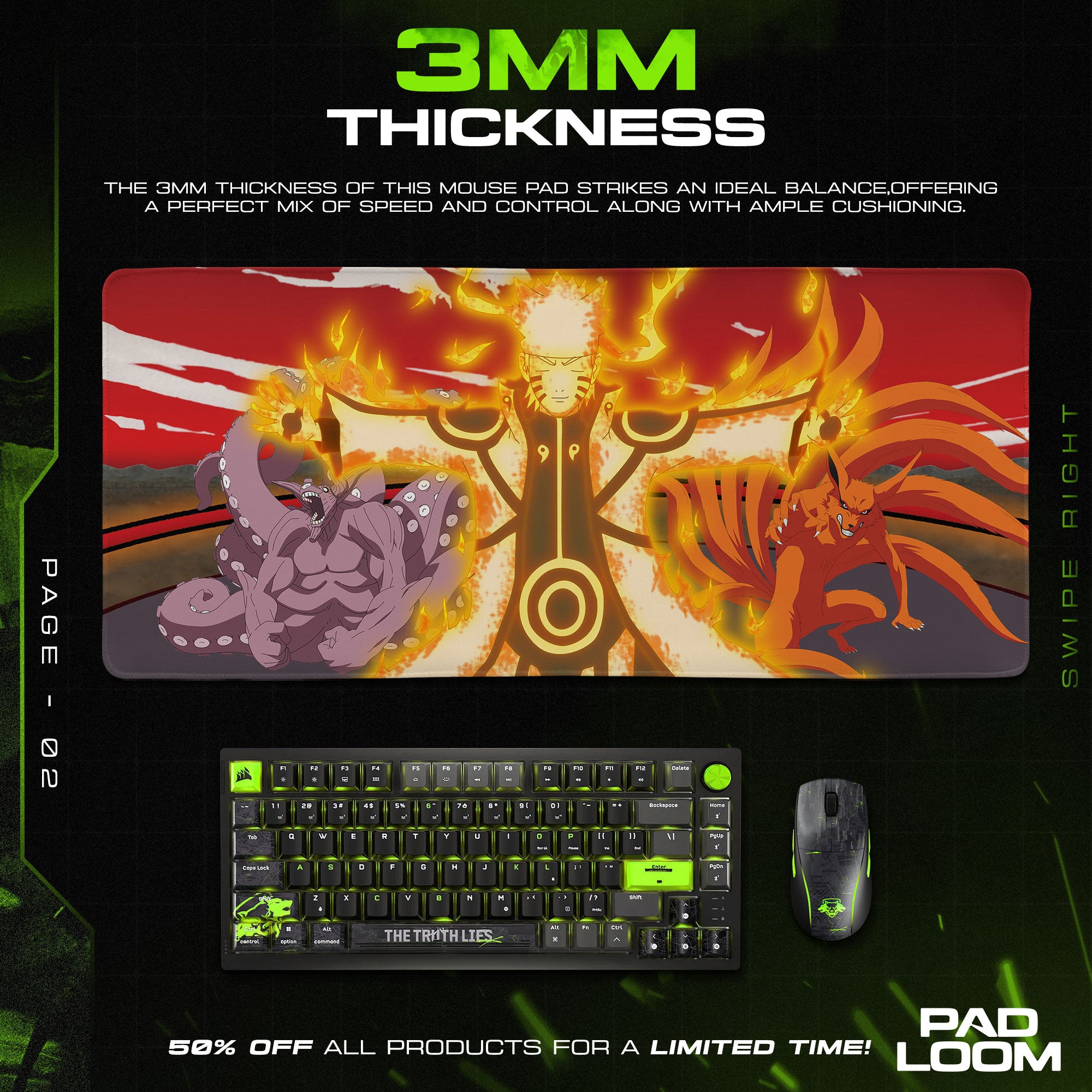 Naruto Bijuu Mode Mouse Pad - Chakra Fusion Anime Desk Mat