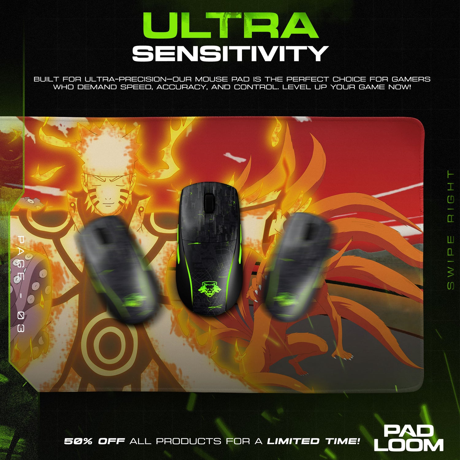 Naruto Bijuu Mode Mouse Pad - Chakra Fusion Anime Desk Mat