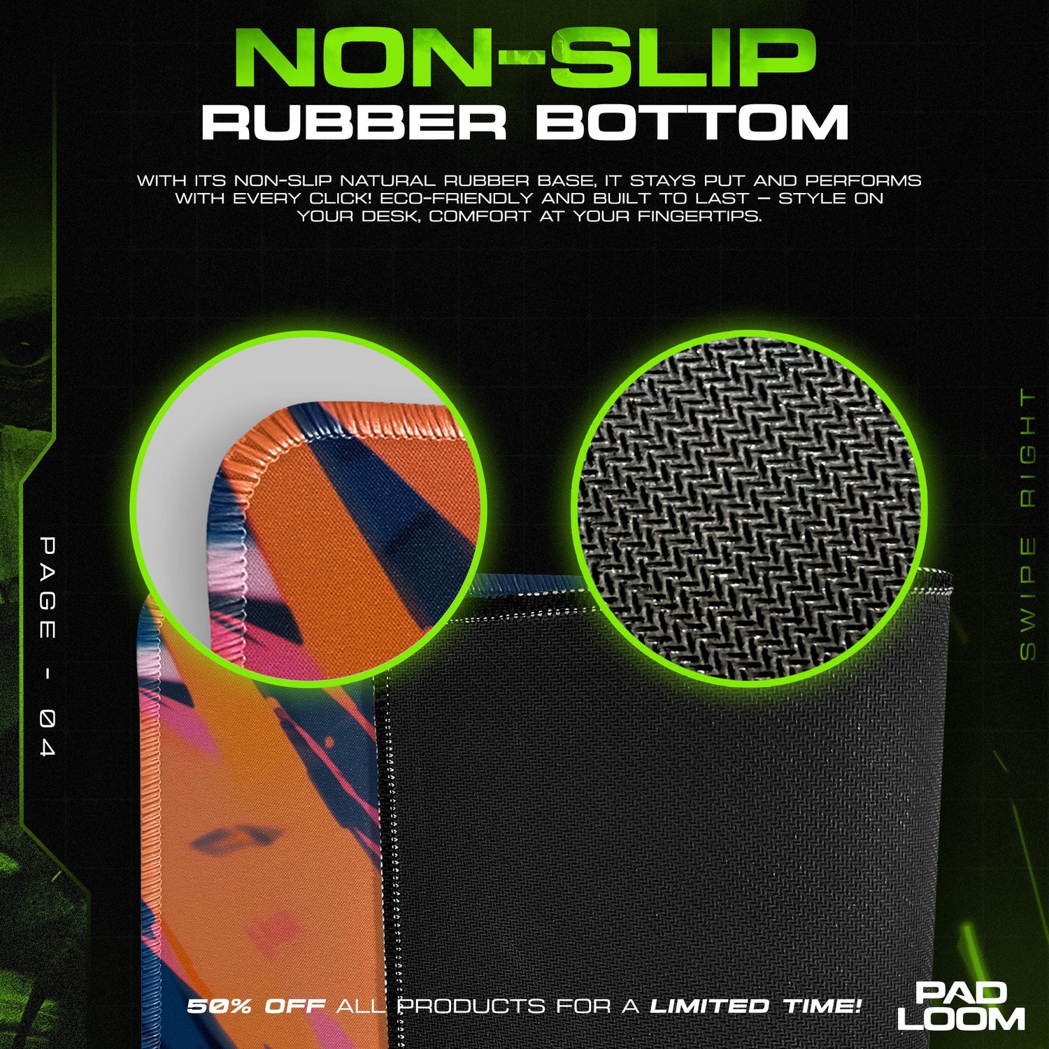 Naruto Fierce Gaze Mouse Pad, Anime Desk Mat Padloom