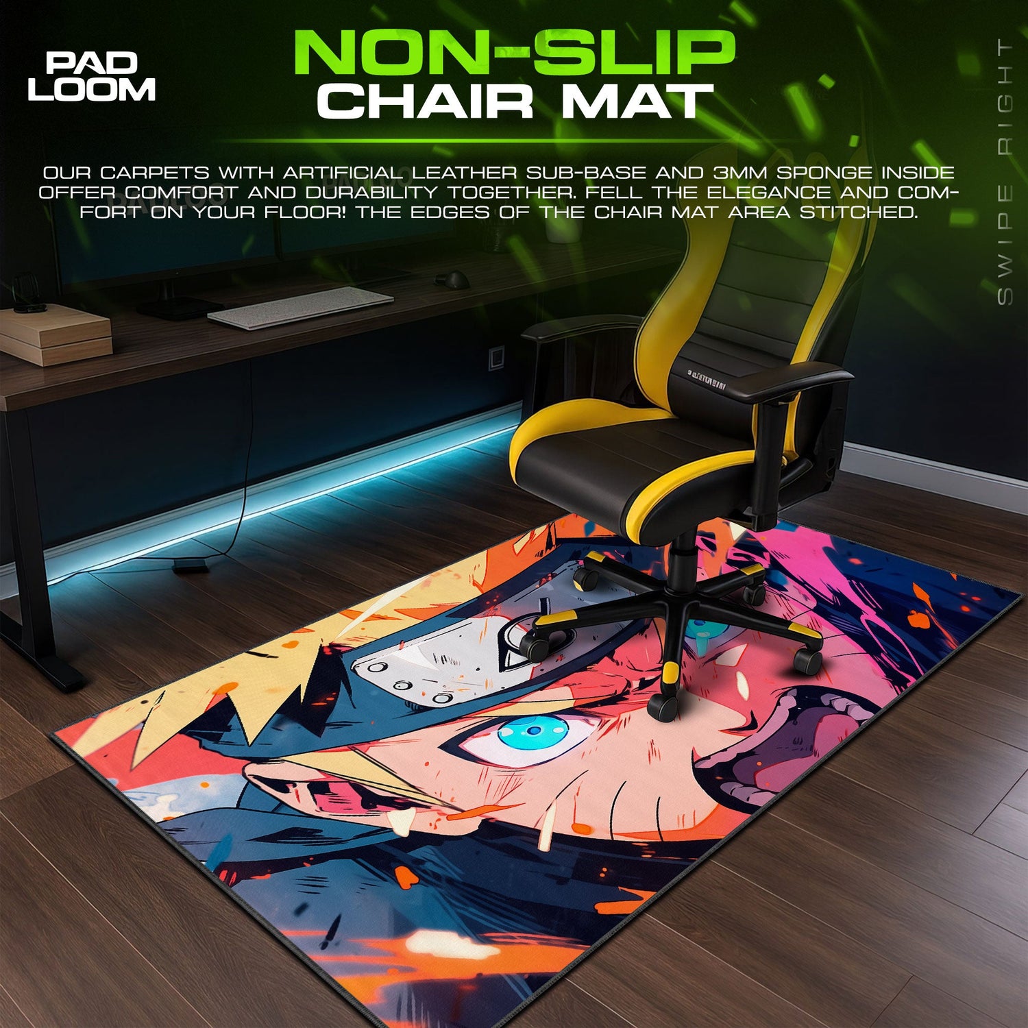 Naruto Fierce Gaze Mouse Pad, Anime Desk Mat Padloom
