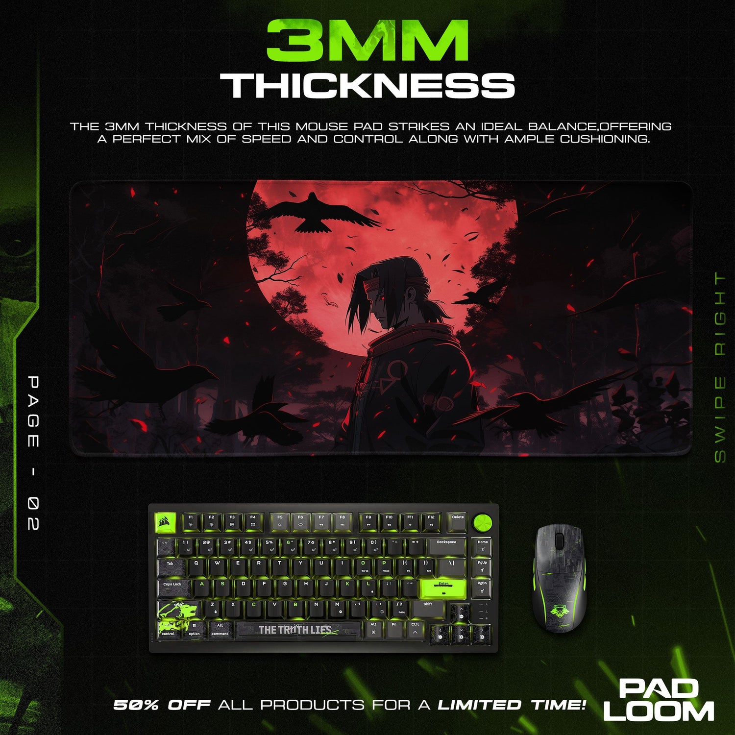 Naruto Itachi Moonlight Mouse Pad, Anime Desk Mat Padloom