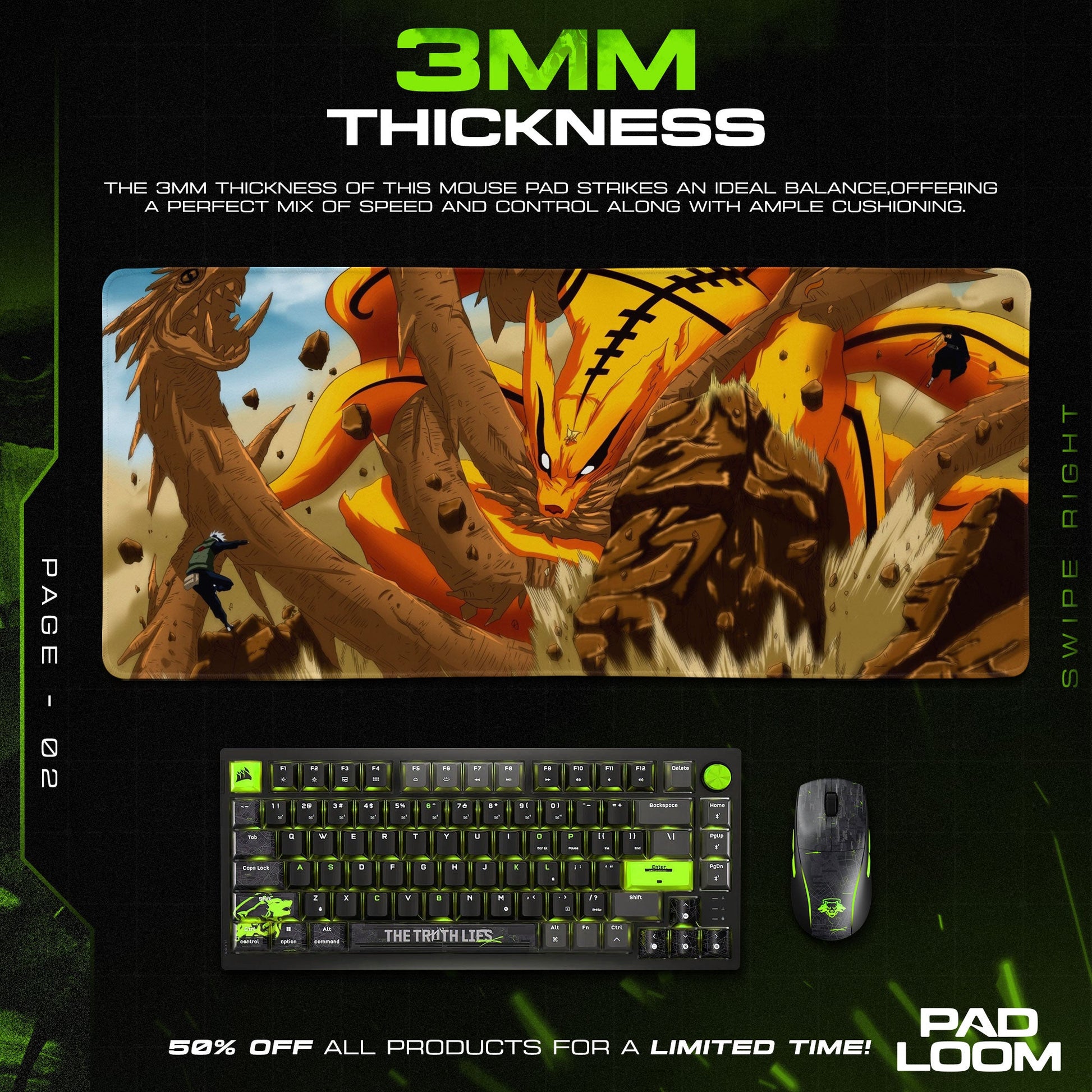 Naruto Kurama Clash Mouse Pad - Epic Anime Desk Mat Padloom