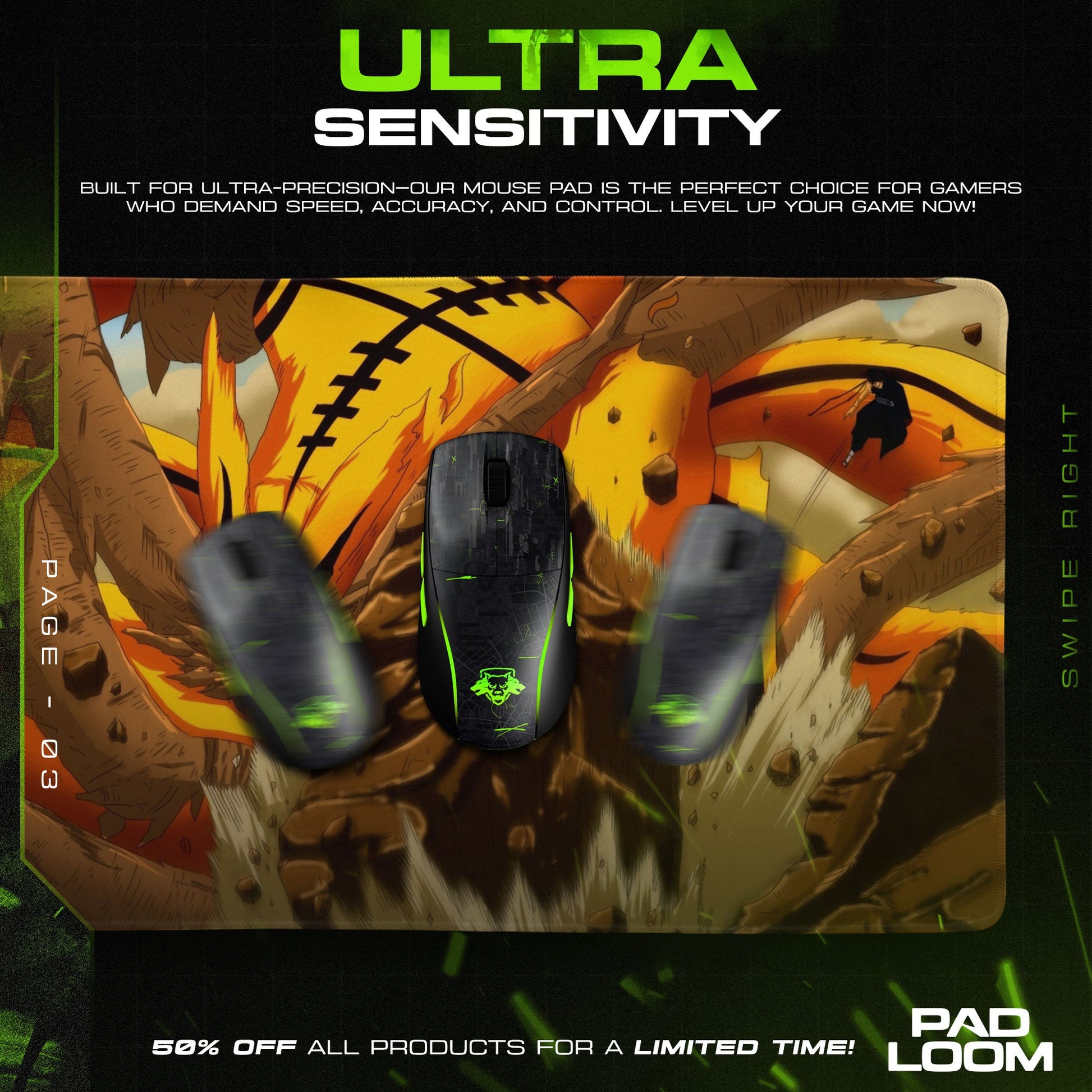 Naruto Kurama Clash Mouse Pad - Epic Anime Desk Mat Padloom