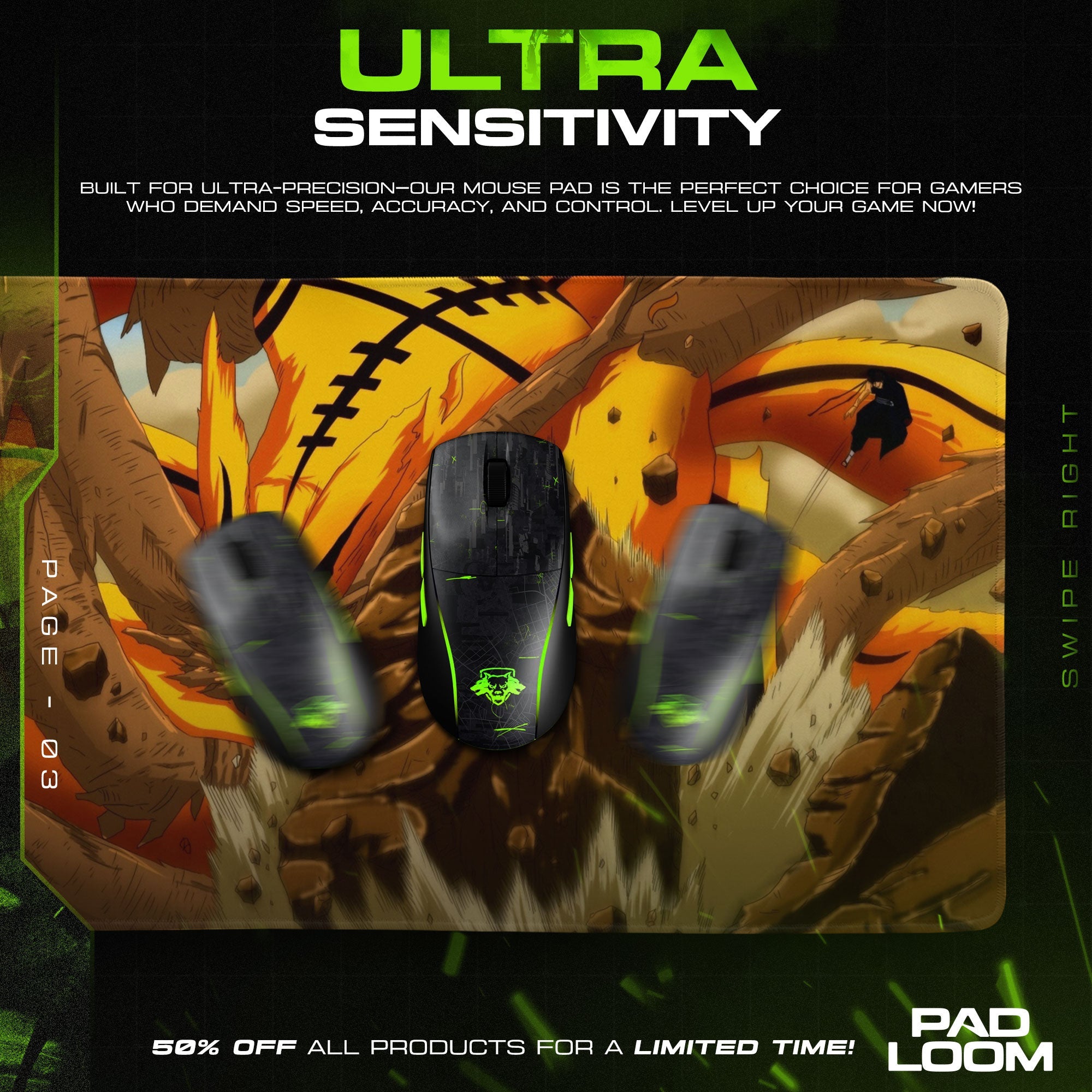 Naruto Kurama Clash Mouse Pad - Epic Anime Desk Mat Padloom