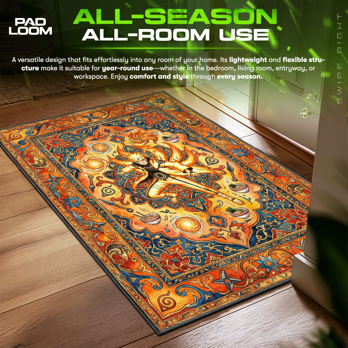 Naruto Kurama Mode Rug - Naruto Shippuden Chair Mat