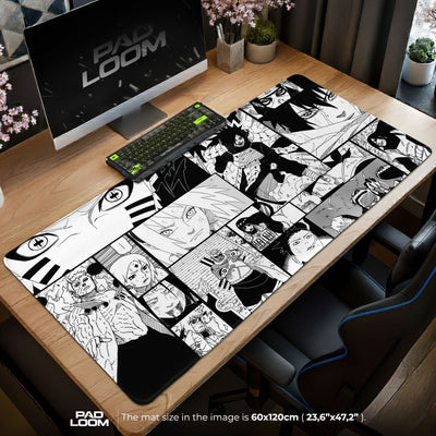 Naruto Manga Collage Mouse Pad - Black & White Anime Desk Mat