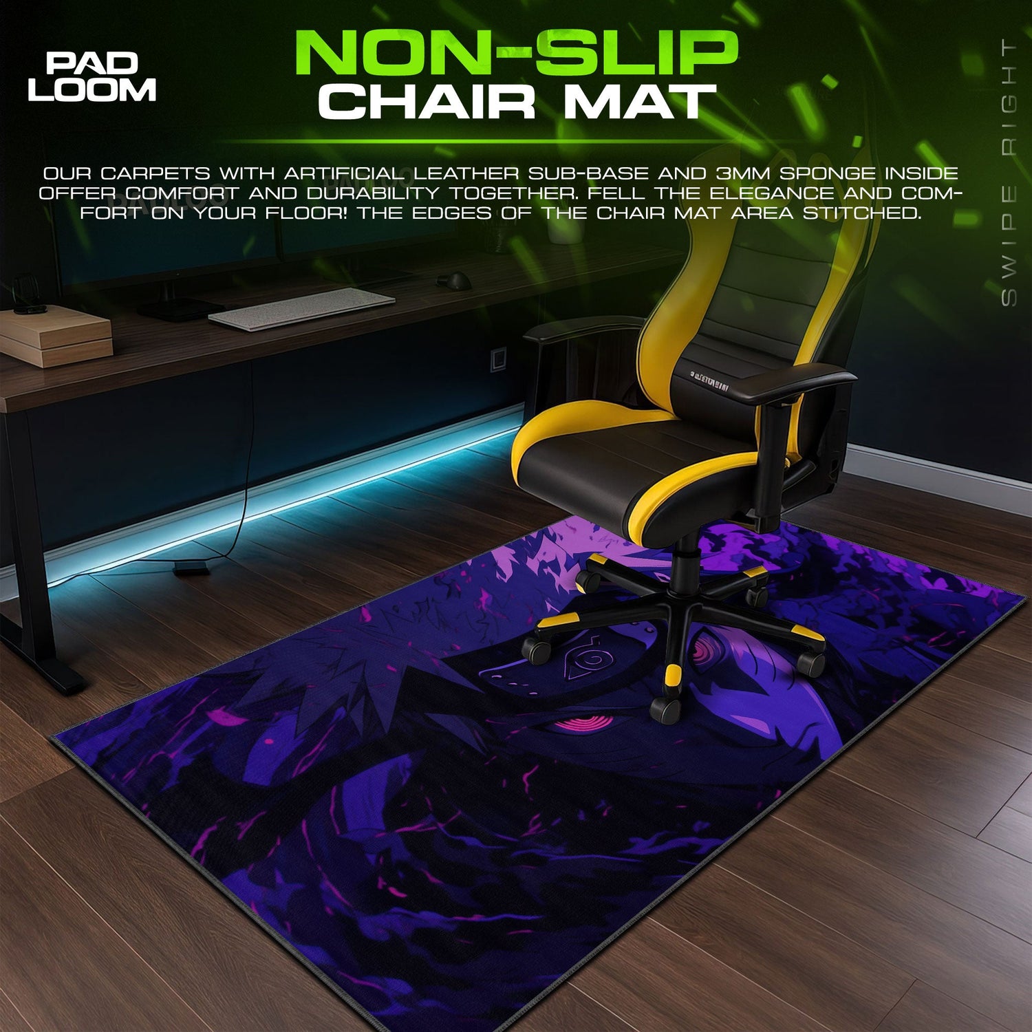 Naruto Mouse Pad, Kakashi Purple Aura Gaming Desk Mat Padloom