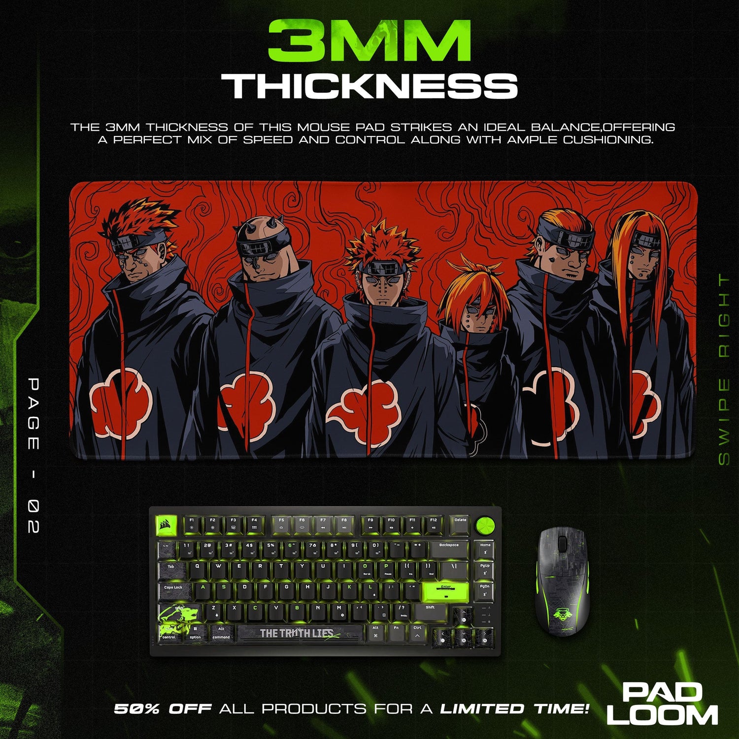 Naruto Pain Mouse Pad, Akatsuki Six Paths Anime Desk Mat Padloom