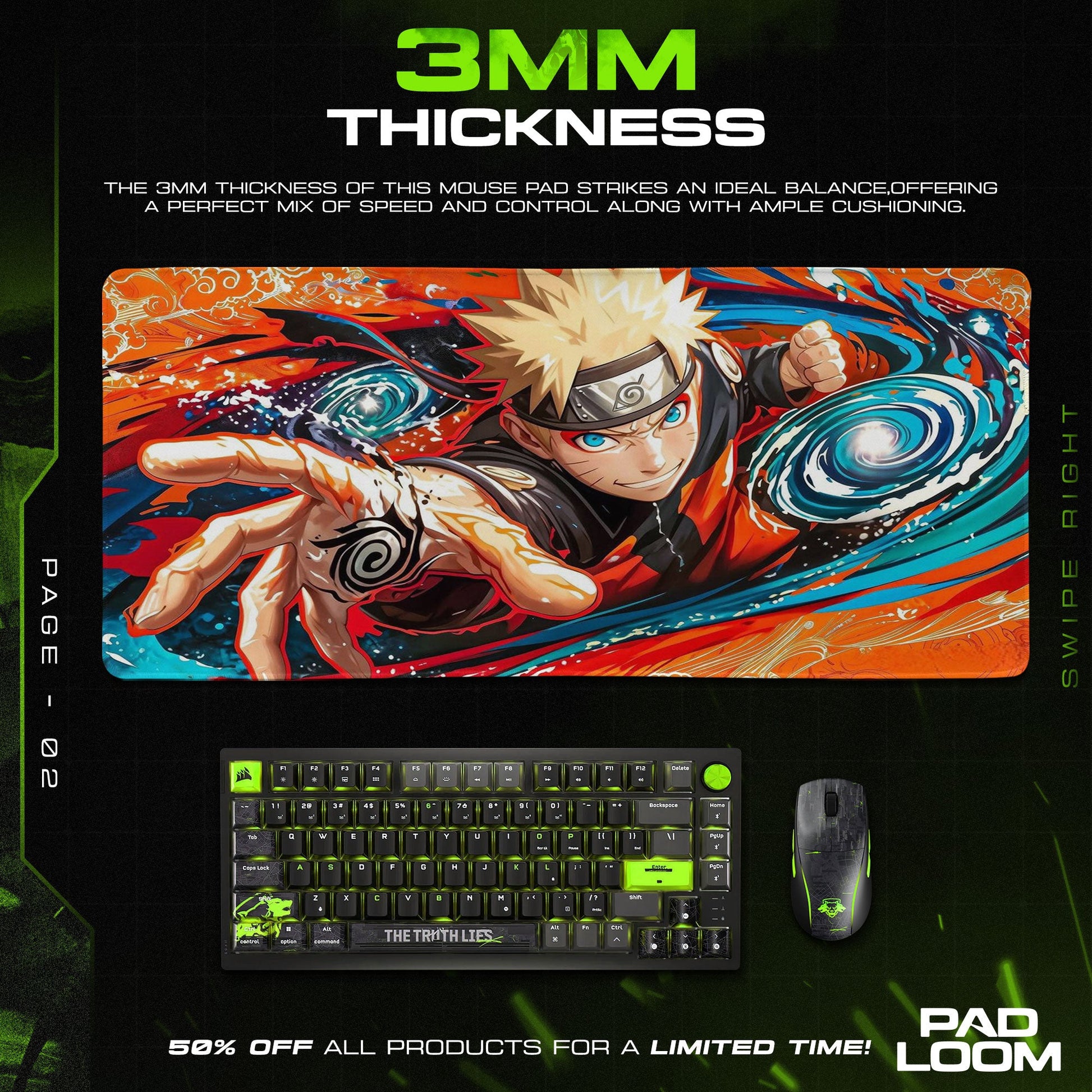 Naruto Rasengan Mouse Pad - Chakra Storm Anime Desk Mat Padloom