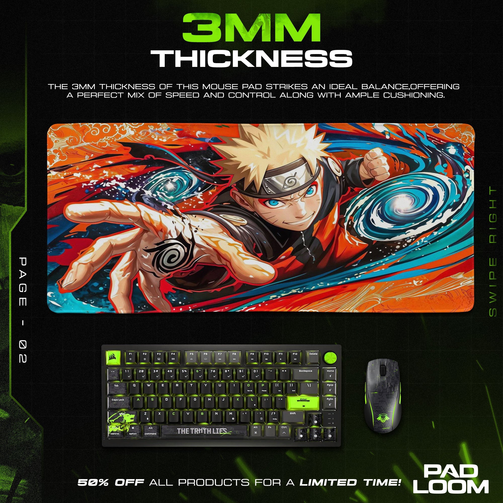Naruto Rasengan Mouse Pad - Chakra Storm Anime Desk Mat Padloom