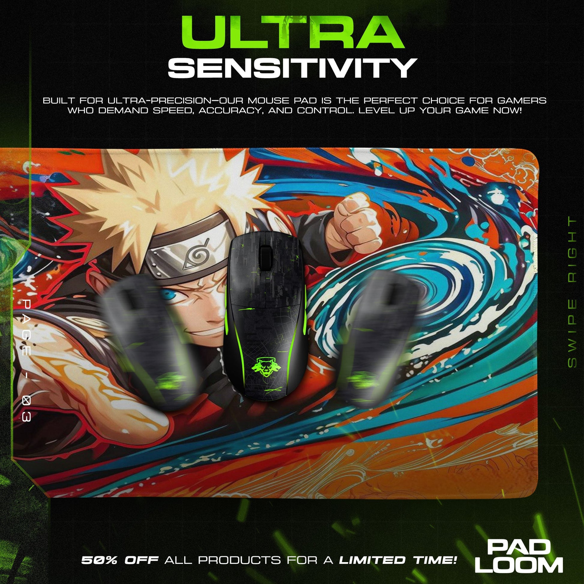 Naruto Rasengan Mouse Pad - Chakra Storm Anime Desk Mat Padloom