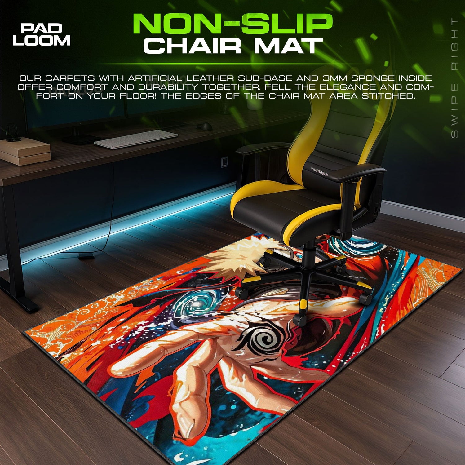 Naruto Rasengan Mouse Pad - Chakra Storm Anime Desk Mat Padloom