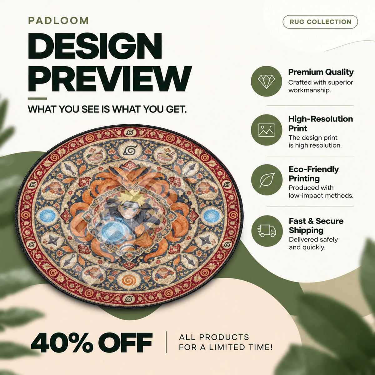 Naruto Rasengan Naruto round rug full design preview