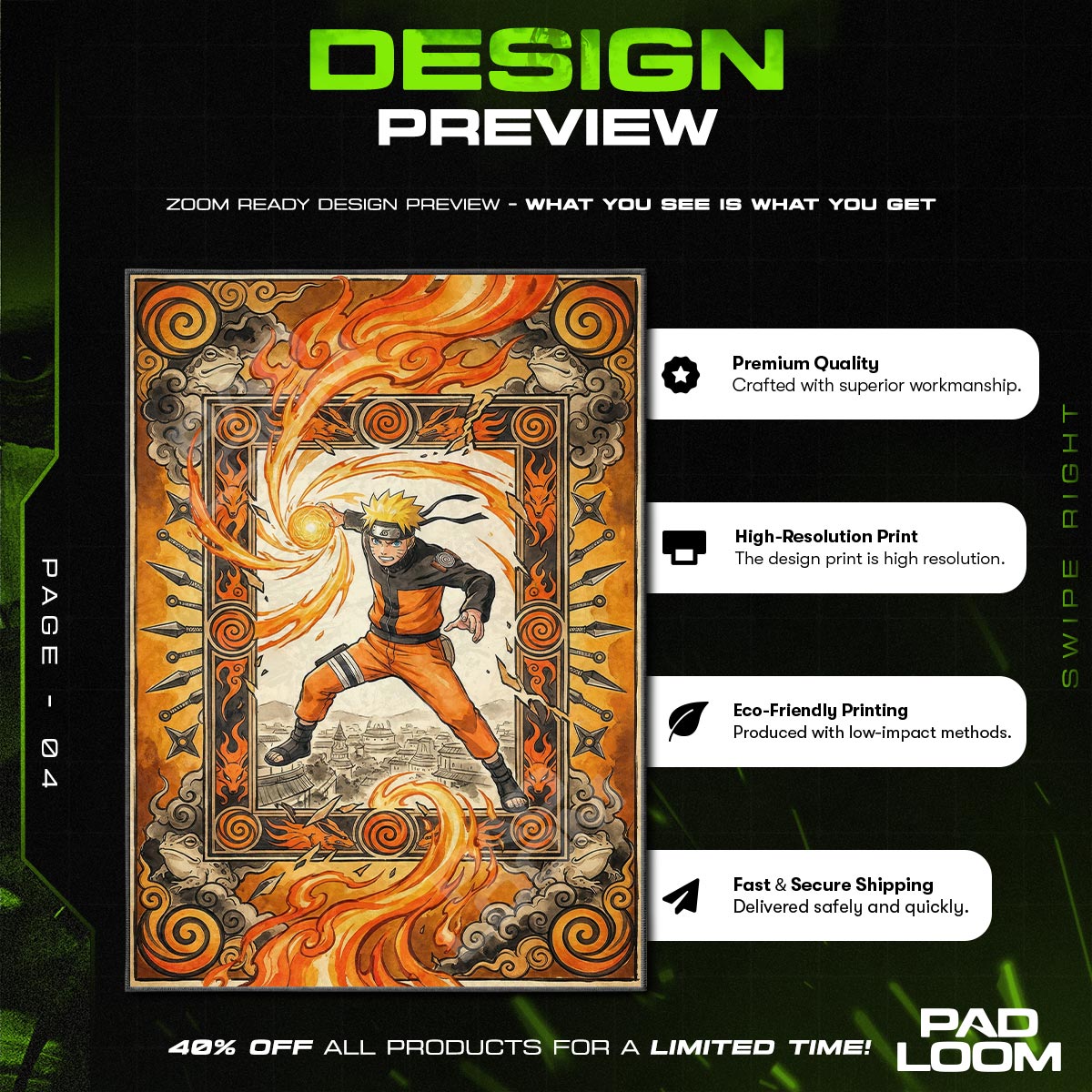 Naruto Uzumaki Sage Mode Rug - Naruto Shippuden Chair Mat