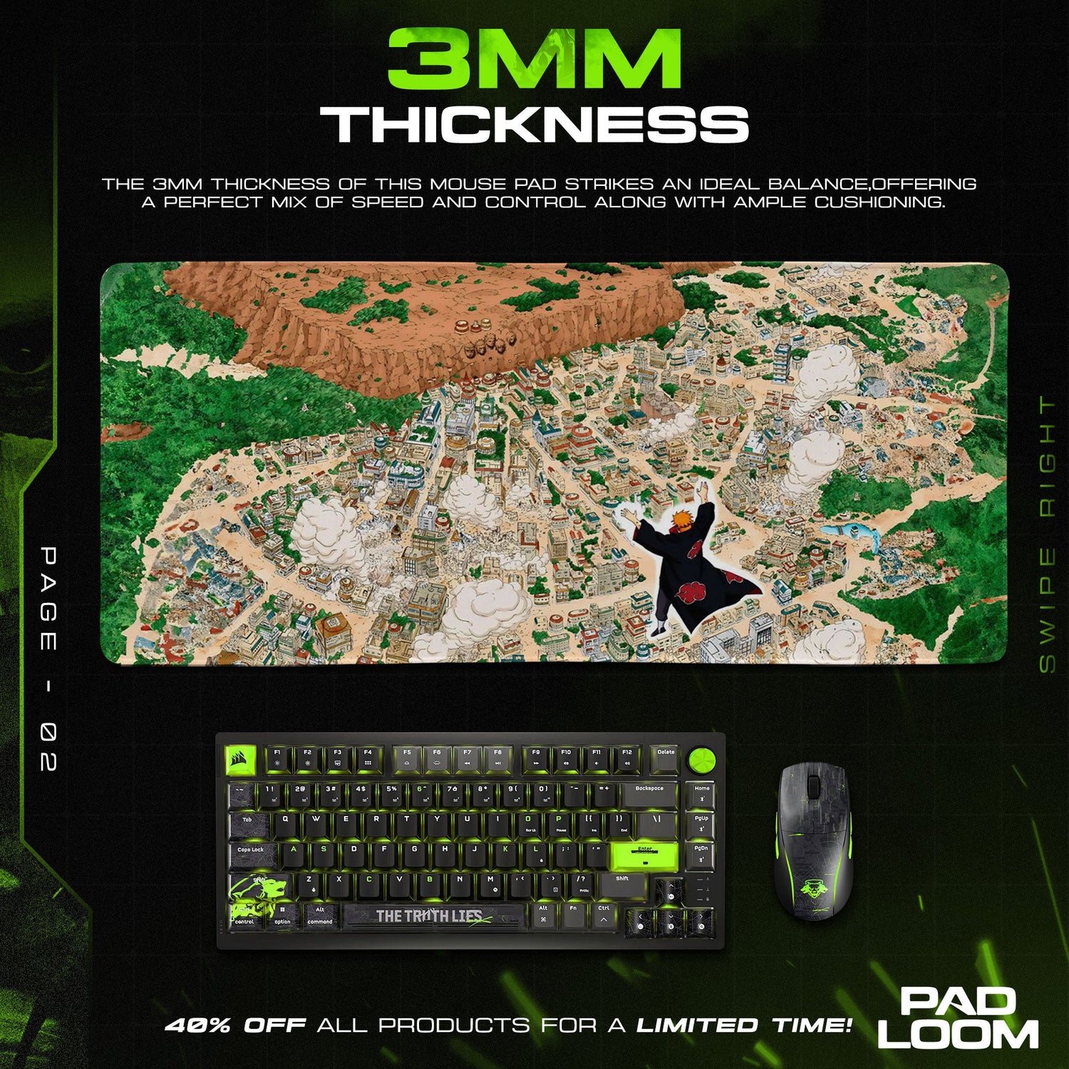 Naruto Village Attack Mouse Pad, Anime Shinobi Gaming Desk Mat Padloom