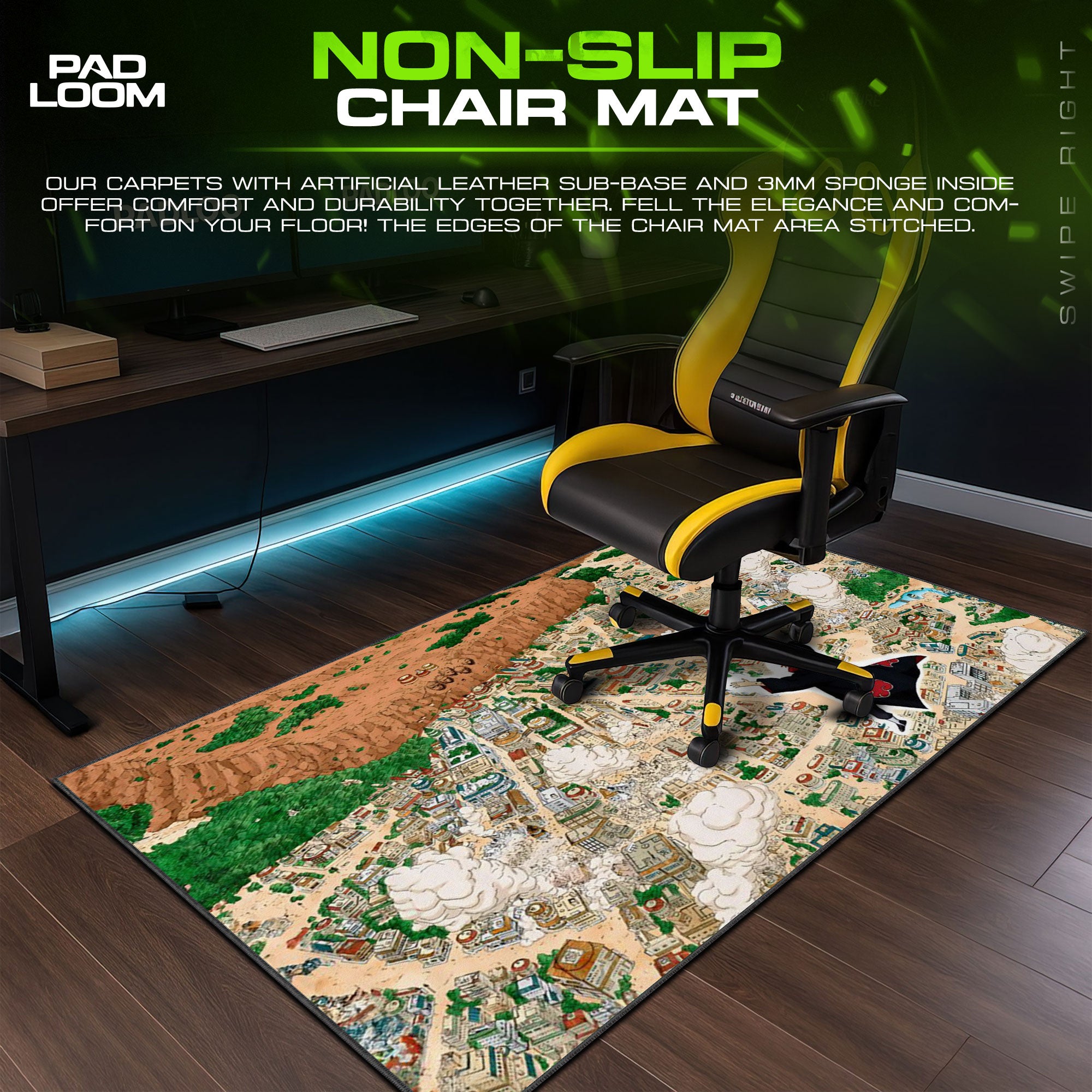 Naruto Village Attack Mouse Pad, Anime Shinobi Gaming Desk Mat