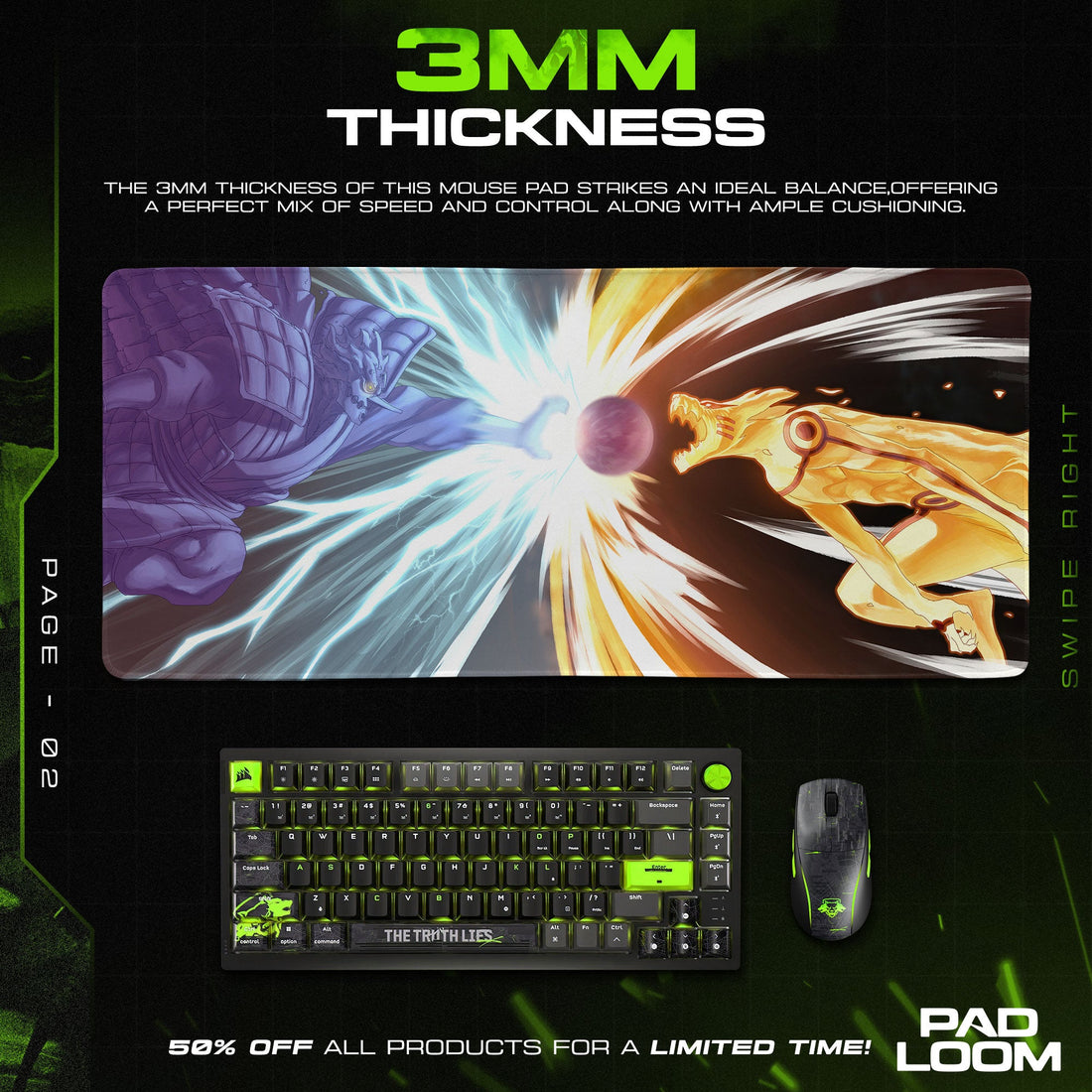 Naruto vs Sasuke Mouse Pad - Final Battle Anime Desk Mat Padloom